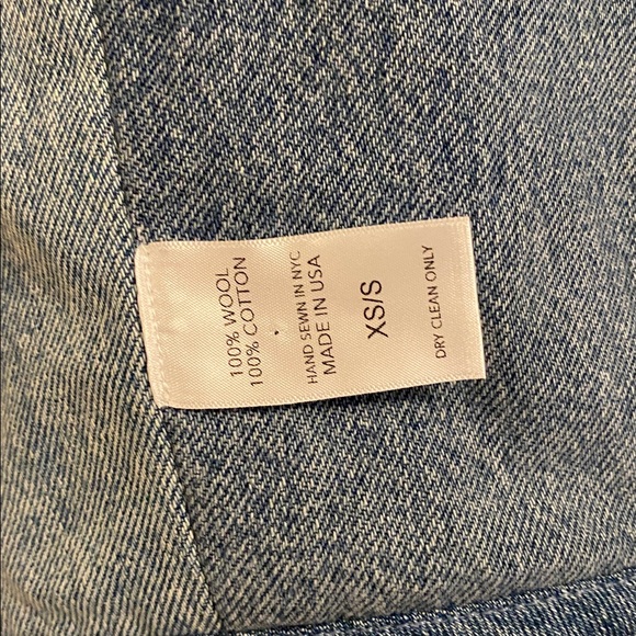 B SIDES Reversible Reworked Vintage Denim and Sherpa Vest Oatmeal XS/S $445 - Picture 7 of 8